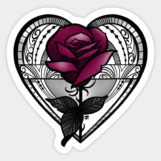 Rose and heart Sticker by Jhooray